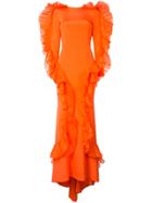 Christian Siriano Long Ruffle Trim Dress - Yellow & Orange