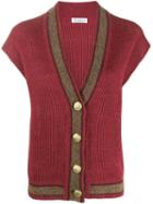 Brunello Cucinelli Ribbed Short-sleeved Cardigan - Red