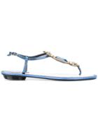 René Caovilla Embellished Flat Sandals - Blue