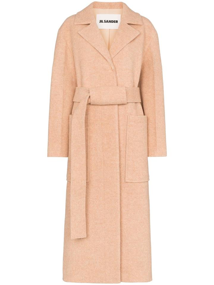 Jil Sander Collared Belted Long Coat - Pink