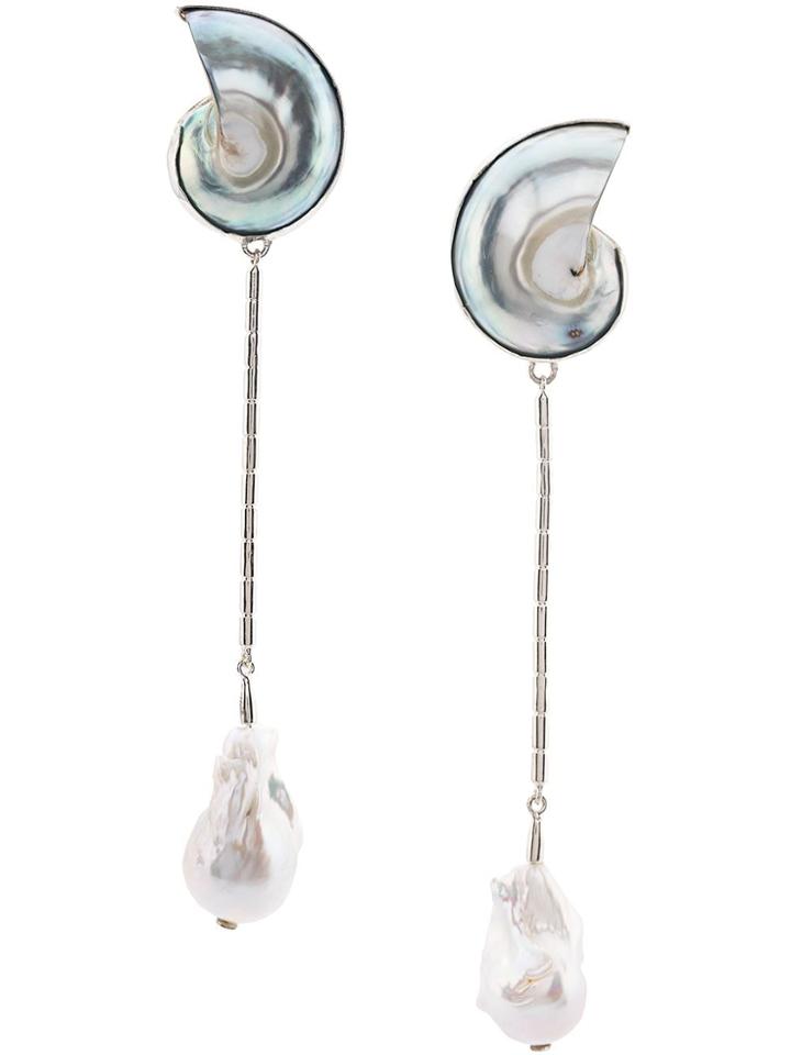 Sophie Buhai Shell And Pearl Drop Earrings - Silver
