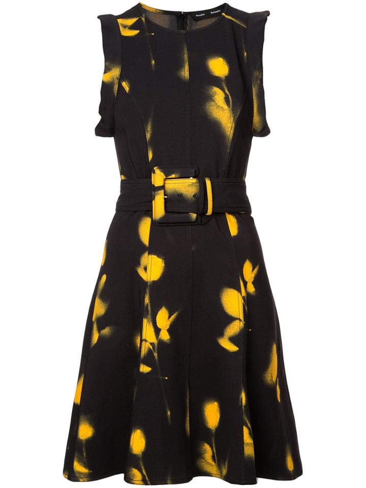 Proenza Schouler Rose Imprint Belted Dress - Yellow