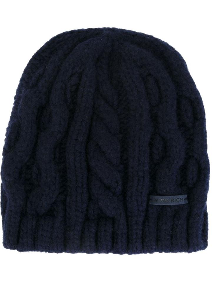 Woolrich Cable Knit Beanie Hat, Men's, Size: Large, Blue, Nylon/wool