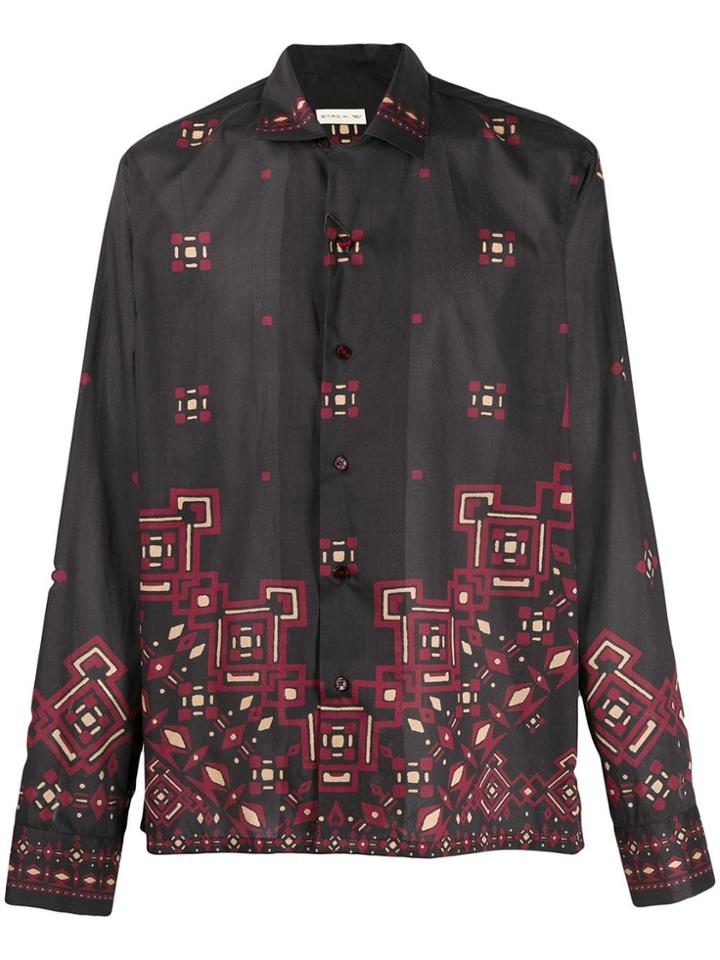 Etro Printed Long Sleeve Shirt - Black