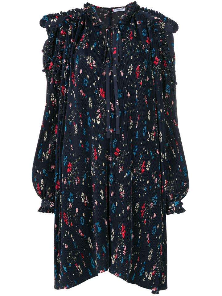 Balenciaga Semi Fitted Flou Dress - Blue