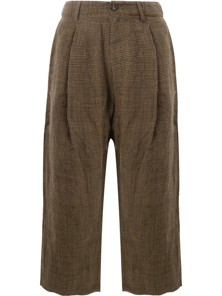 Ziggy Chen Wide Leg Cropped Pants - Brown