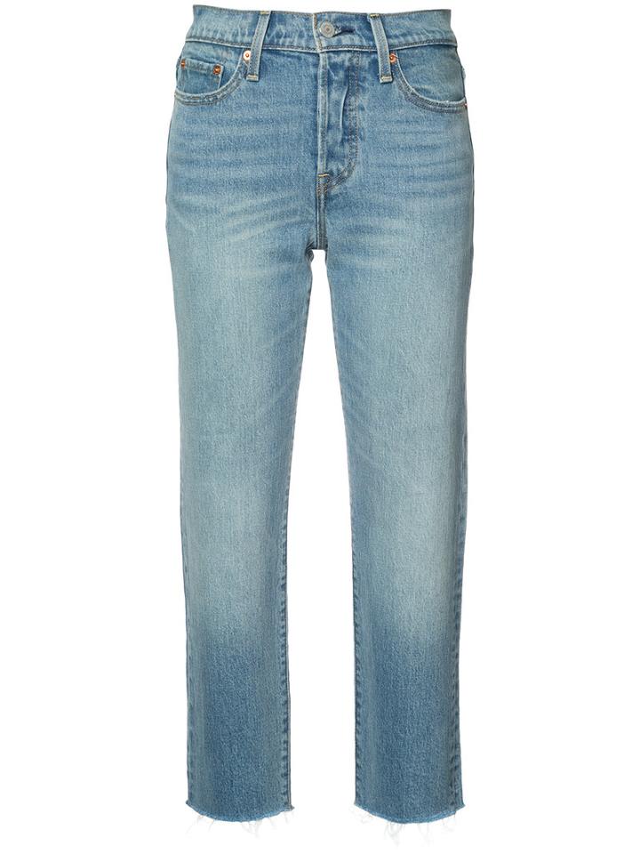 Levi's Straight Cropped Jeans, Women's, Size: 25, Blue, Cotton/spandex/elastane