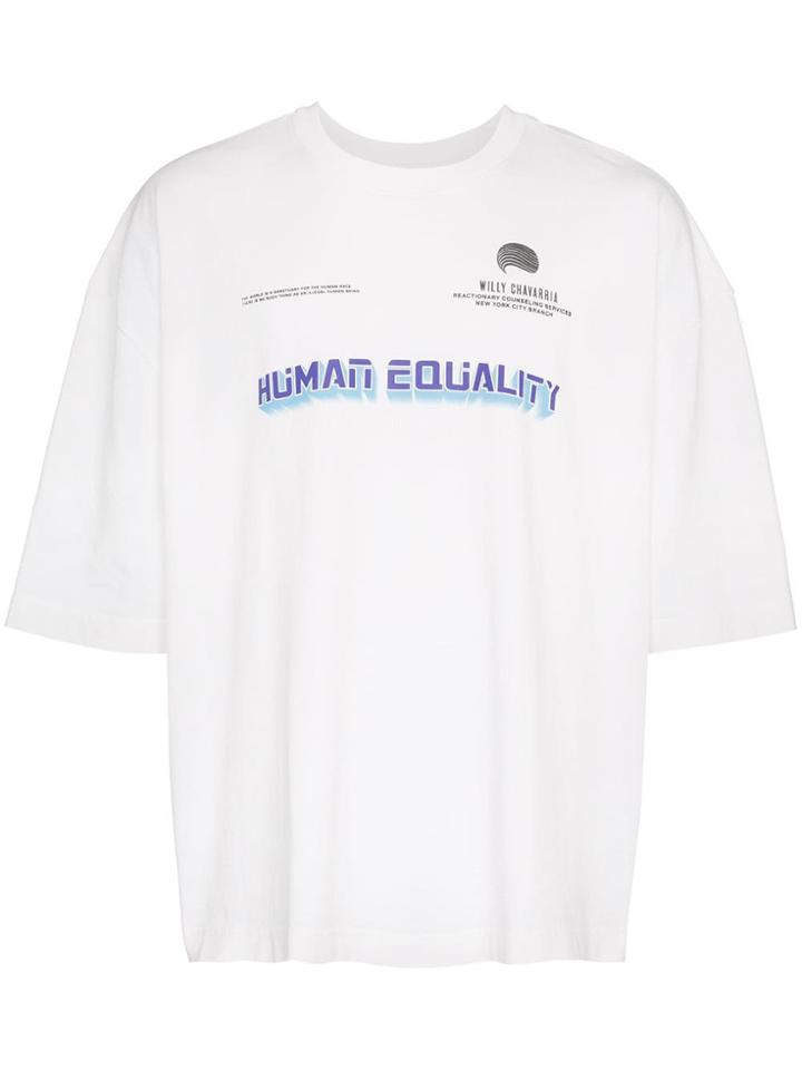 Willy Chavarria Graphic Print Box Fit Cotton T-shirt - White