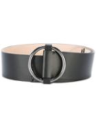 Max Mara Circle Buckle Belt, Women's, Size: Medium, Black, Calf Leather