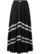 Valentino Chevron Pleated Midi Skirt - Black