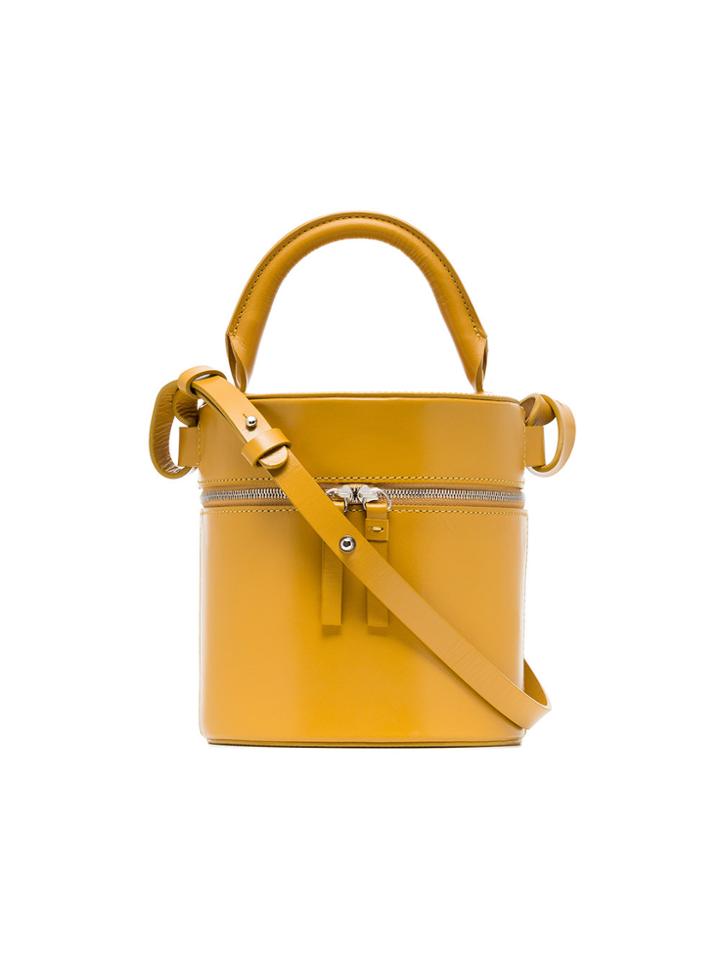 Building Block Yellow Drum Leather Shoulder Bag - Yellow & Orange