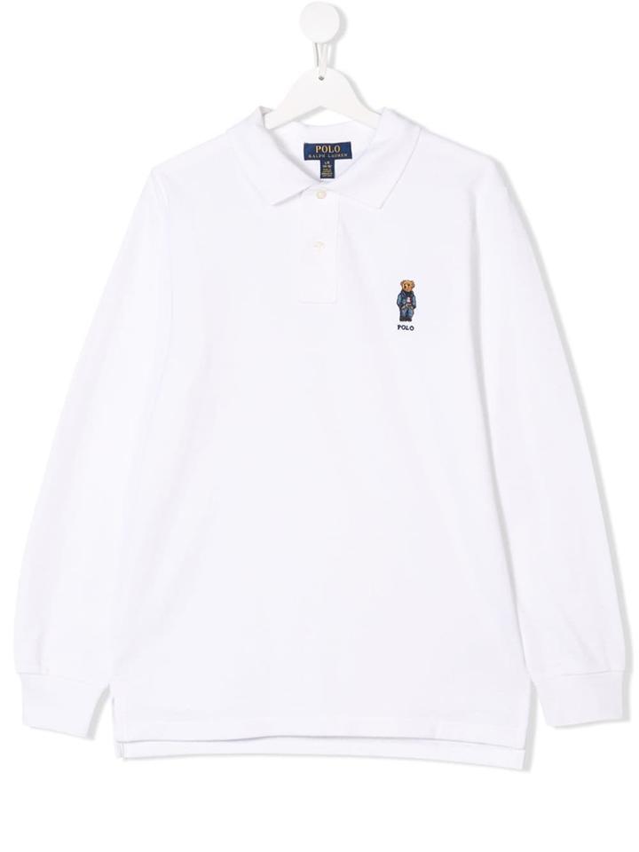 Ralph Lauren Kids Teen Bear Embroidered Polo Shirt - White