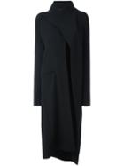 Yohji Yamamoto Long Asymmetric Coat, Women's, Size: 2, Black, Acrylic/polyurethane/cupro/wool