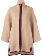 Chloé Contrast Zip Coat, Women's, Size: 34, Nude/neutrals, Cotton/polyamide/virgin Wool