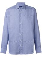 Etro Houndstooth Print Shirt, Men's, Size: 40, Blue, Cotton