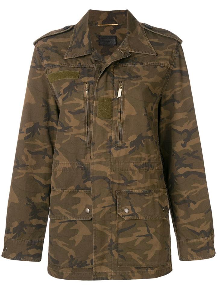 Saint Laurent Camouflage Print Military Jacket - Green