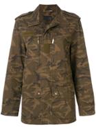 Saint Laurent Camouflage Print Military Jacket - Green