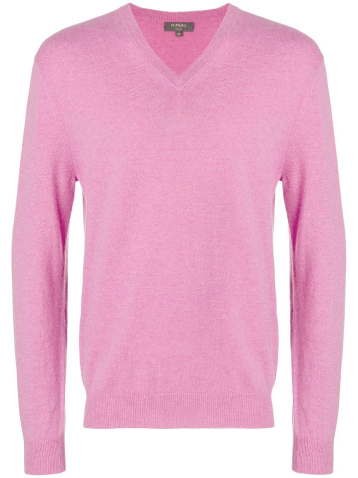 N.peal Burlington 1ply V-neck Sweater - Pink