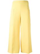 Msgm Wide-legged Cropped Trousers, Women's, Size: 40, Yellow/orange, Wool/polyester