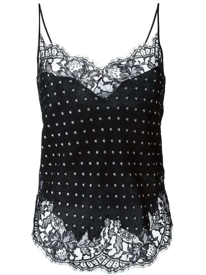 Givenchy Embroidered Star Cami Top, Women's, Size: 38, Black, Silk/polyester/cotton/polyamide