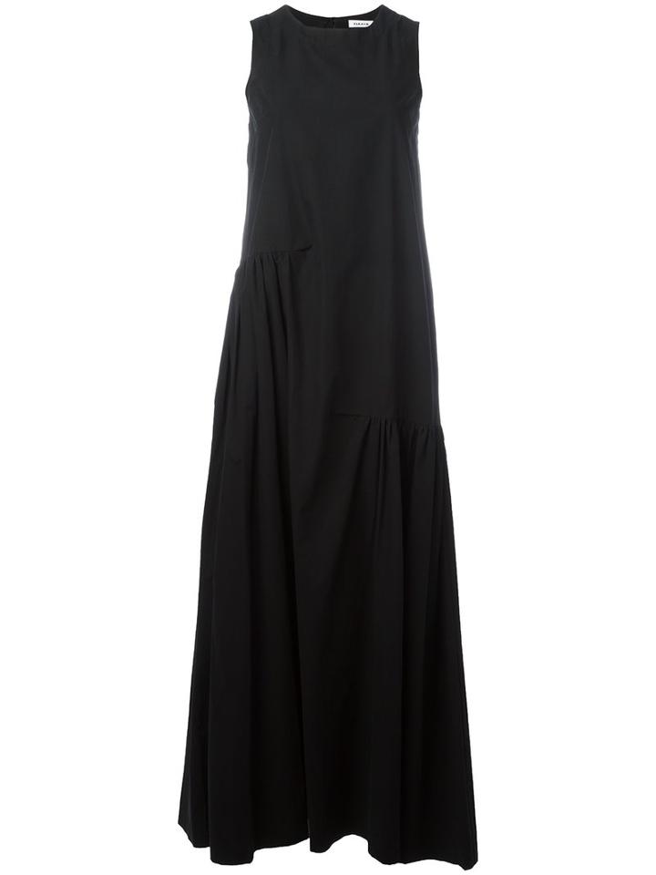 P.a.r.o.s.h. Gathered Detail Maxi Dress, Women's, Size: Large, Black, Cotton