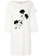 Si-jay Embellished Ruffle Trim Dress - White
