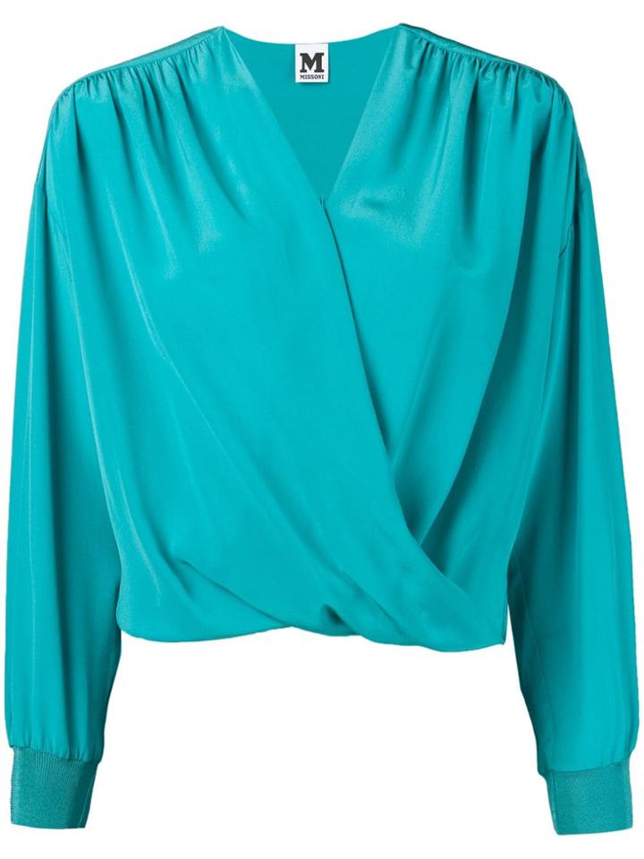 M Missoni V-neck Wrap Blouse - Blue