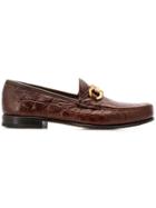 Salvatore Ferragamo Bond Croc-embossed Loafers - Brown
