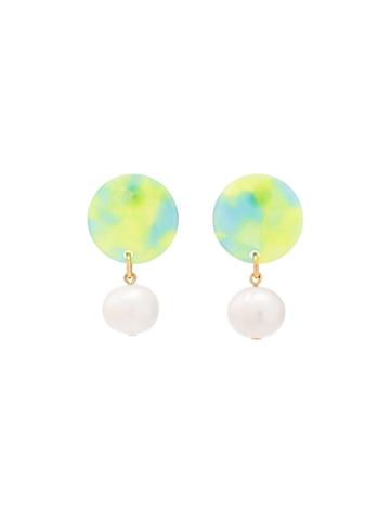 Aym Green Andreia Disc Pearl Earrings - Malibu Lime