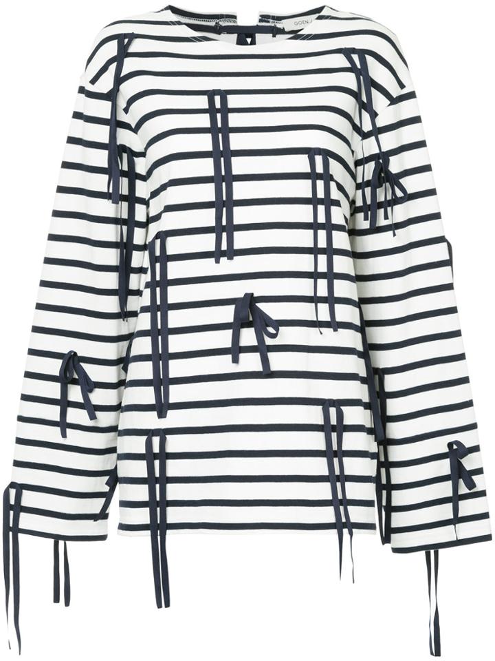 Goen.j Ribbon-embellished Jersey Top - Blue