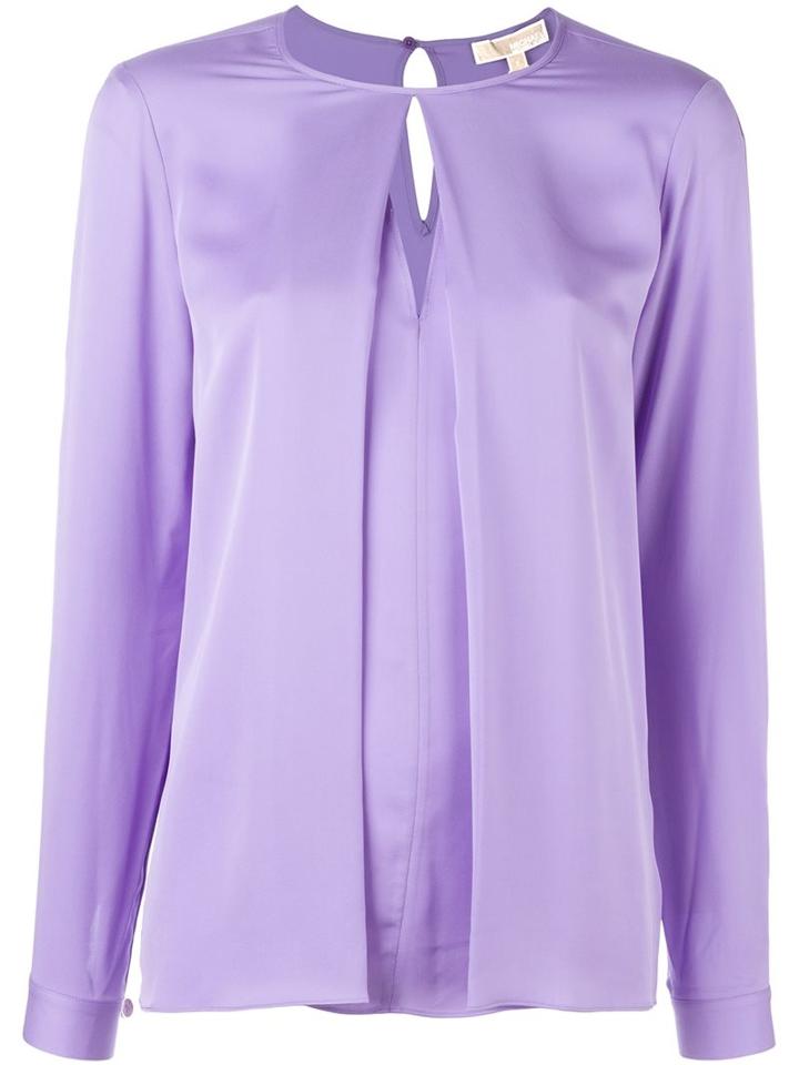 Michael Michael Kors Pleated Front Blouse, Women's, Size: Small, Pink/purple, Silk