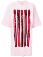 Kenzo Oversized Sequin Stripes T-shirt Dress - Pink & Purple