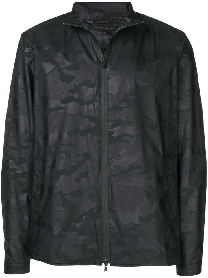 John Varvatos Camouflage Print Rain Jacket - Black