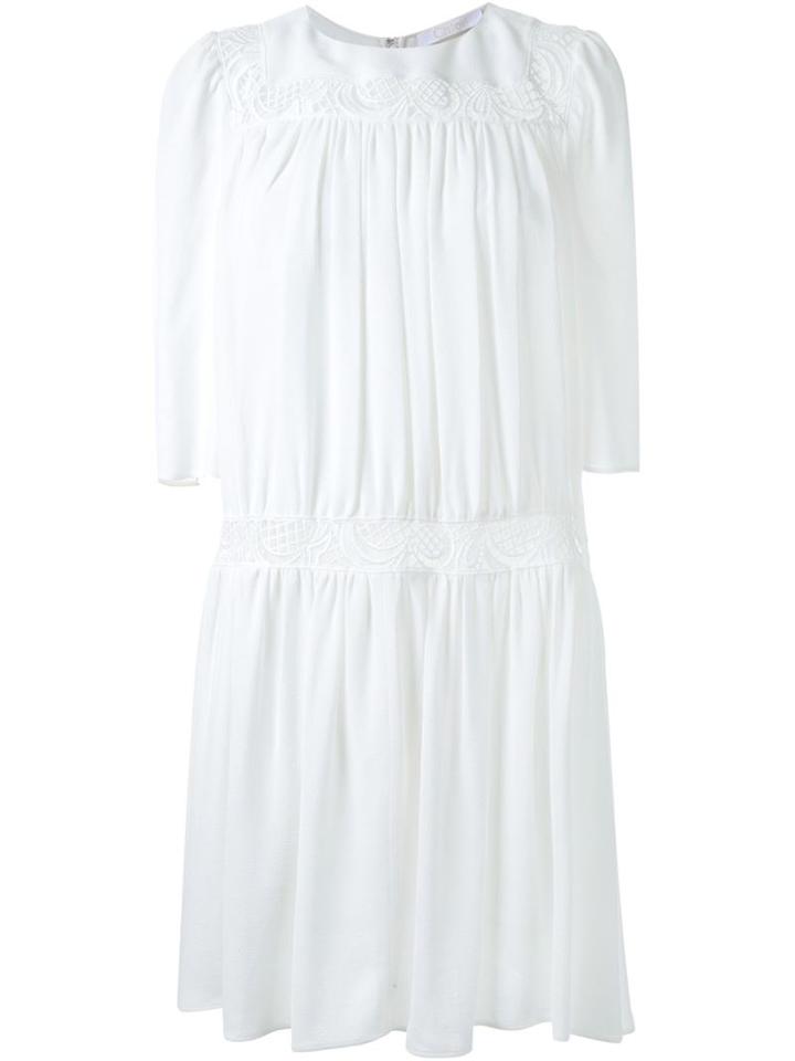 Chloé Embroidered Detail Dress, Women's, Size: 44, White, Acetate/viscose/polyester