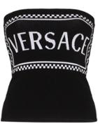 Versace Check Logo Bandeau Top - Black