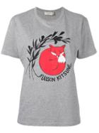 Maison Kitsuné Fox Print T-shirt, Women's, Size: Small, Grey, Cotton