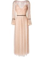 Marchesa Notte Long Flared Dress - Nude & Neutrals