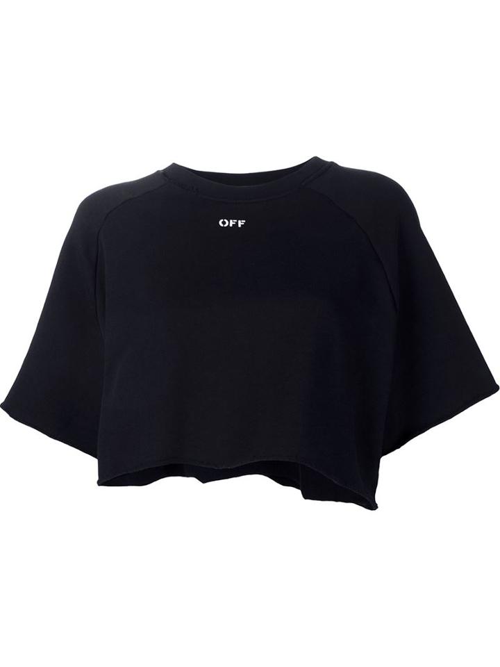 Off-white Cropped Short Sleeve Sweatshirt