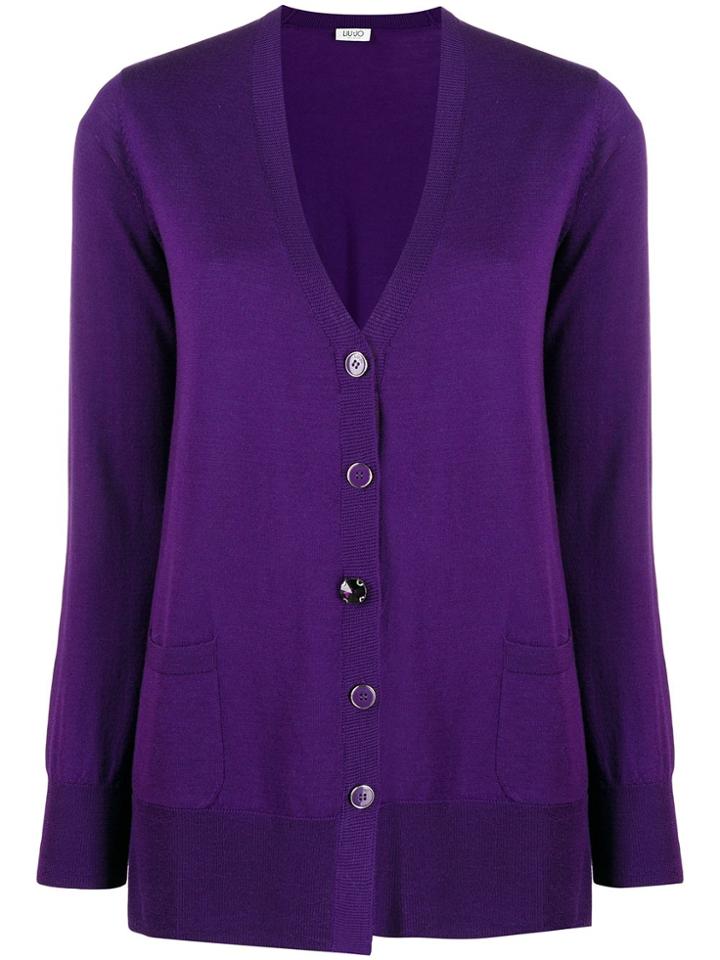 Liu Jo V-neck Knit Cardigan - Purple