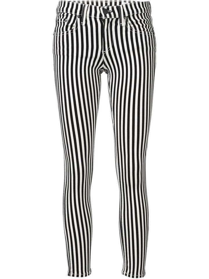 Rag & Bone /jean Striped Skinny Jeans, Women's, Size: 24, Black, Viscose/cotton/lyocell/spandex/elastane