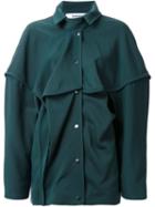 Chalayan Oversized Shirt Jacket, Women's, Size: 40, Green, Cotton/polyamide