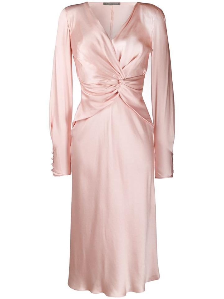 Alberta Ferretti Drape Style Midi Dress - Pink
