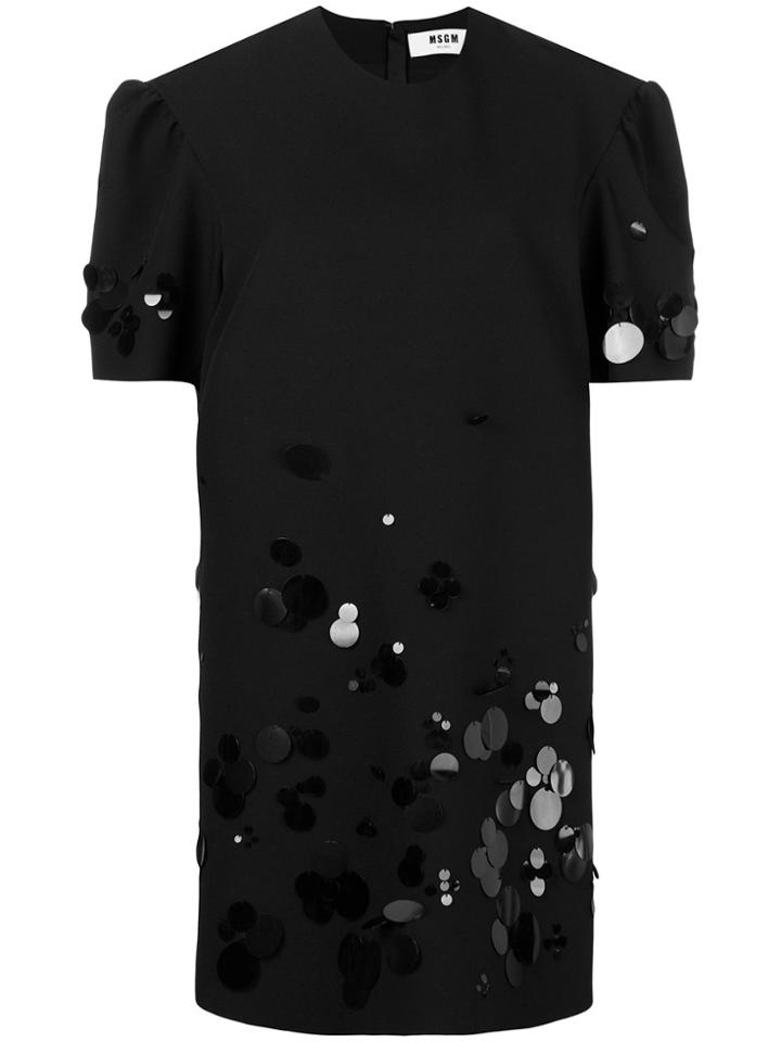 Msgm Oversized Sequin Dress - Black