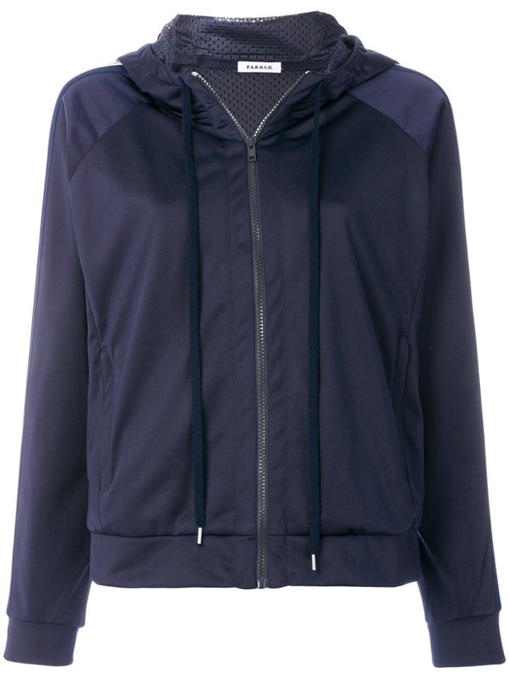 P.a.r.o.s.h. Side Stripe Zipped Hoodie - Blue