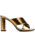 Saint Laurent Loulou 95 Crisscross Sandals - Metallic