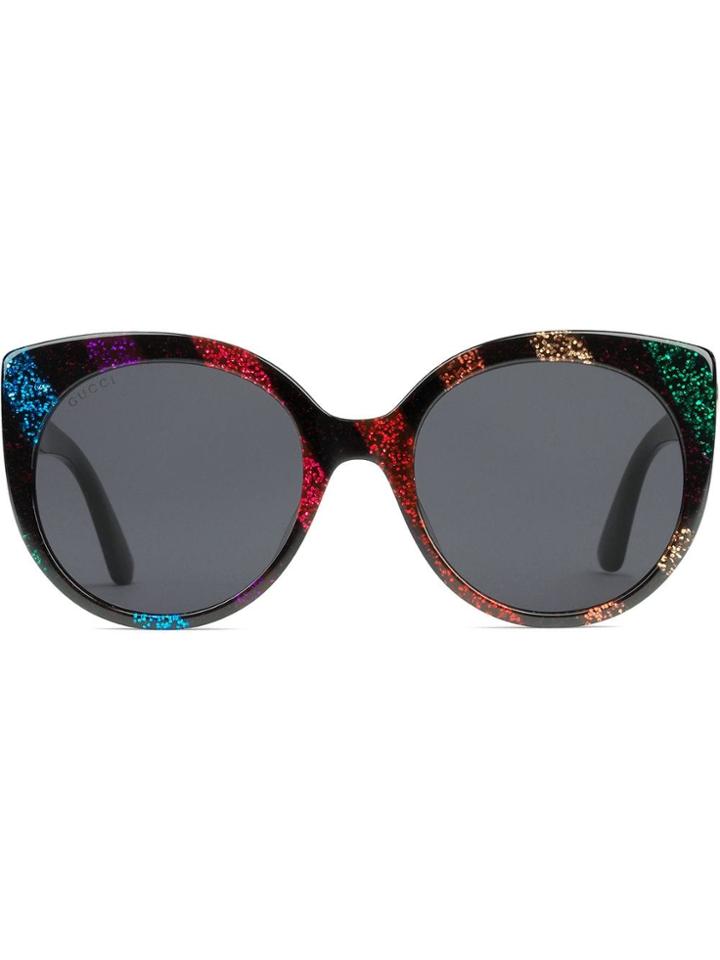 Gucci Eyewear Cat Eye Glitter Acetate Sunglasses - Black