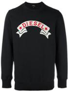 Diesel Logo Applique Sweatshirt, Men's, Size: Small, Black, Cotton