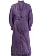 Ganni V-neck Check Dress - Purple