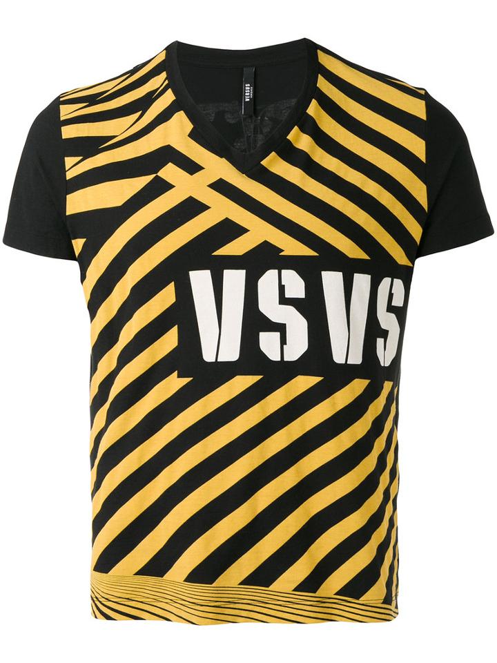 Versus - Printed V-neck T-shirt - Men - Cotton - L, Black, Cotton