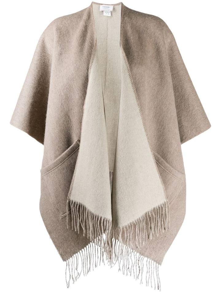 Snobby Sheep Fringed Hem Cape - Neutrals